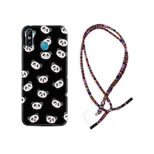 Infinix Smart 4 Kılıf Rasta Boyun Askılı Panda Suratları 1773