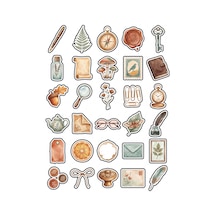 30 Adet Vintage Nostaljik Kırtasiye Sticker Seti - Ajanda Defter Scrapbook Çok Renkli