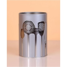 Ucr Home Metal Silindir Desenli Kaşıklık Servis Kepçe Kevgir Düzenleyici Toparlayıcı Gri Çok Renkli