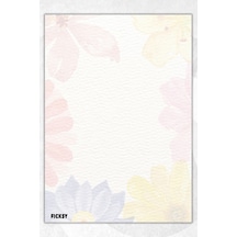 A5 Çiçek Bloknot Çizgisiz Defter - 50 Yaprak - Memopad - Notepad - Not Defteri - Not Kağıdı - 1887 Çok Renkli