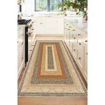 Decomia Home Dijital Kaymaz Yıkanabilir Hasır Jüt Görünümlü Mutfak Halısı Salon Halısı Balkon Halısı Yolluk DC-5065