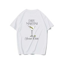 Brz Collectıon Brz Collection Unisex Oversize Dry Martini T-shirt Beyaz