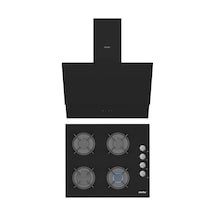 Simfer QS Siyah 2'li Cam Ankastre Set (3500 Ocak + 8703 Davlumbaz)