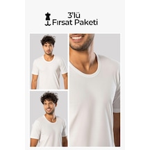Erdem Beyaz 3'lü Penye O Yaka Tişört 11503 Beyaz
