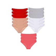 Royaleks 15 adet Süper Eko Set Likralı Kadın Slip Külot 522 RYL-EKO15042 Çok Renkli
