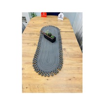 Jüt, Hasır, Dekoratif Masa Örtüsü, Runner 30x80 Cm, Amerikan Servis, Sehpa Örtüsü, Bohem Tarzı Antrasit Antrasit