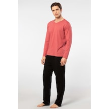Cacharel Erkek Uzun Kollu Modal Pijama Takım 2237/mercan Mercan