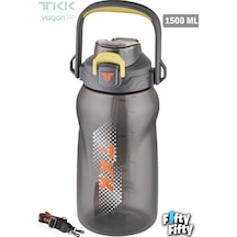 Tkk Tek Kapak Çift Kullanım Pipetli/rahat İçim Tritan Su Matarası-fftkk1027-1500 ML