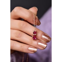 Papatya Silver 925 Ayar Gümüş Rose Kaplama Temmuz Ayı Doğum Taşlı Kedi Kolye