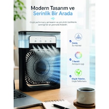 Masaüstü Püskürtmeli Serinletici Fan 5 Sisleme, 3 Fan Hızı, 7 Renk Ambiyans Işığı