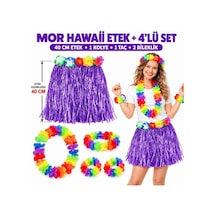 Luau Aloha Mor Hawaii Etek 40 Cm Ve 4 Lü Hawaii Seti