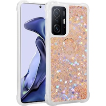 Xiaomi Uyumlu Mi 11t 5g Kılıf Zore Simli Sıvılı Yüzüklü Milce Kapak