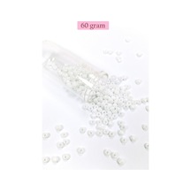 Dökme Cam Kum Boncuk Büyük Boy 6/0 4 Mm - 60 Gram - Kar Beyaz - Bnc109