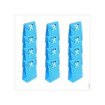 El Geçmeli Karton Çanta 26 X 19 X 9 Cm, Puanlı Mavi - 12 Adet