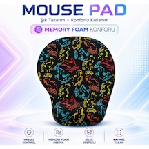 Black Flex Dijital Baskılı Memory Foam Ergonomik Bilek Destekli Renkli Skate Mause Pad