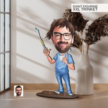 Bk Gift Kişiye Özel Diş Hekimi Karikatürlü Büyük Boy Ahşap Biblo-4 Arkadaşa Hediye , Sevgiliye Hediye, Kişiye Özel Biblolar