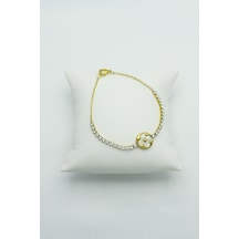 Altın Kaplama Seri Kararmaz Sedef Taşlı Yonca Su Yolu Çelik Gold