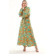 Kadın Çiçek Desenli Önden Düğme Detaylı Yazlık Uzun Elbise 001 Kadın Çiçek Desenli Önden Düğme Detaylı Yazlık Uzun Elbise 001