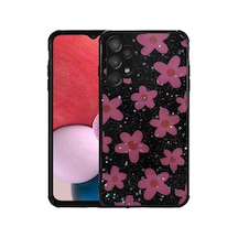 Zore Samsung Galaxy Uyumlu A13 4g Kılıf Simli Desenli Kamera Korumalı Parlak Ogaa Popy Kapak - Çiçek