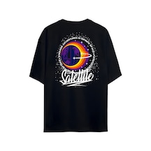 Noıssey Satellite Tasarımlı Unisex Oversize T-shirt Siyah