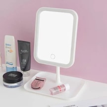 Yumurcak Shop Dokunmatik Led Işıklı Kare Makyaj Aynası - Altı Organizer Kaseli, Ayarlanabilir Aydınlatmalı Masaüstü Makyaj Ve Cilt Bakım Aynası