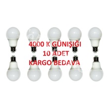 9-60 Watt 810 Lümen 4000 K Günışığı Led Ampul 10 Adet