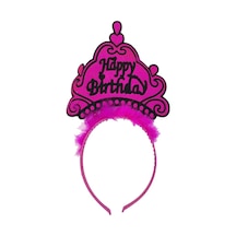Happy Birthday Neon Fuşya Renk Doğum Günü Tacı 24X15 Cm