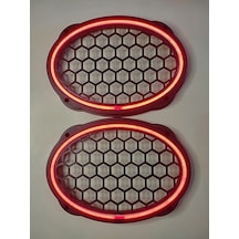 Hoparlör Kapağı Oval 20 Cm Ledli 2'li Takım - Kırmızı