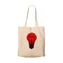 Stranger Things Lamp Krem Kanvas Bez Çanta Krem