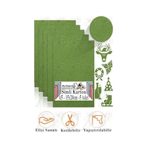 Simli Karton A5 15x20 Cm 5 Li 1 Paket Simli Fon Kartonu Parıltılı Kağıt Anasınıfı Kreş Etkinlik Proje Dekoratif Yeşil