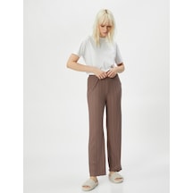 Koton Pijama Altı Beli Bağcıklı Düz Paça Kahverengi 4wlk40125mk Kahve