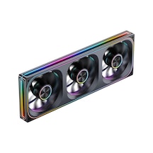 Za-360br Ters Pc Kasa Fanı, Hepsi 3 Bir Arada, 3x120mm 3pin Argb Fanlı Tek Çerçeve Ünitesi, Pwm, 4 Taraflı Sonsuzluk Ayna Fanlı Ters Bıçak Sessiz Fanlar, Alüminyum İsim Plakası, 28 Mm Kalın