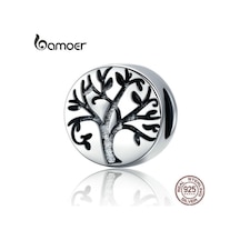 Novahub Bamoer Gerçek 100% 925 Ayar Gümüş Klasik Hayat Ağacı Boncuk Fit Charm Bilezikler Gümüş