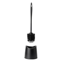 Porsima Sb-776 Silikon Wc Tuvalet Banyo Fırçası Klozet Fırçası Siyah Açık Ahşap