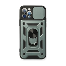 Apple Uyumlu iPhone 12 Pro Kılıf Pars Lens Yüzüklü Silikon - Yeşil 0.2M-Çok Renkli