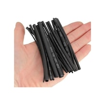4Cm Ø5mm Hazır Kesilmiş Parça Daralan Makaron Siyah 100Adet