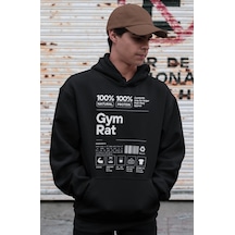 Sevbano Tasarım Gym Rat Bodybuilding Fitness Baskılı Unisex Oversize Spor Siyah