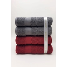 Trendy Havlu 4 Adet - Antrasit Bordo Çok Renkli