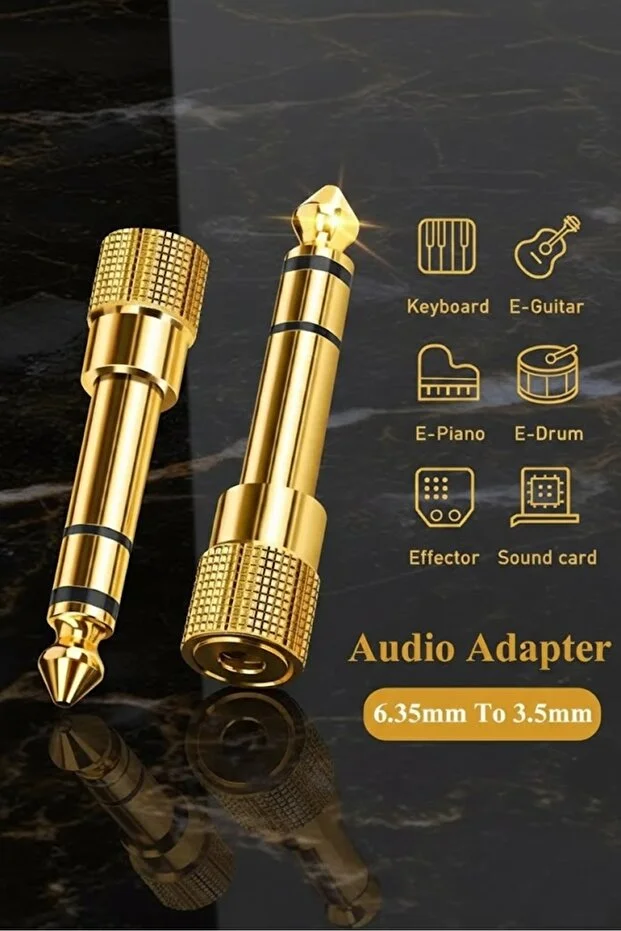 Gold 3.5mm To 6.3mm Çevirici 6.3 Mm Erkek 3.5 Mm Dişi Adaptör Stereo Kulaklık Mikrofon Dönüştürücü Gold 3.5mm To 6.3mm Çevirici 6.3 Mm Erkek 3.5 Mm Dişi Adaptör Stereo Kulaklık Mikrofon Dönüştürücü
