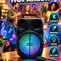 6.5 İnç Taşınabilir Karaoke Hoparlör Bluetooth, Mikrofon, Rgb Işık, Usb Ve Tf Kart Destekli