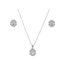 5-8 Mm Oval Zirkon Taşlı 925 Ayar Gümüş Kadın 2'li Set Gümüş