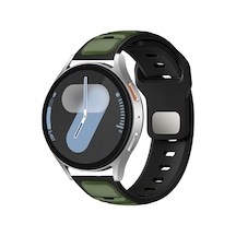 Ekılıf - Samsung Watch 46mm 22mm Uyumlu - Kordon Silikon Kordon Strap Kayış - Krd-135 - Koyu Yeşil-siyah - T36084