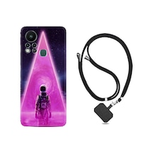 Infinix Hot 11S Kılıf İpli Boyun Askılı Desenli Silikon Astro Purple 1890