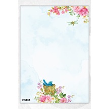 A5 Çiçek Bloknot Çizgisiz Defter - 50 Yaprak - Memopad - Notepad - Not Defteri - Not Kağıdı - 1299 Çok Renkli
