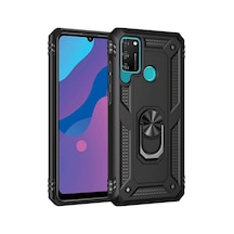 Huawei Y6p Uyumlu Kılıf Sofya Yüzüklü Silikon Kapak - Siyah