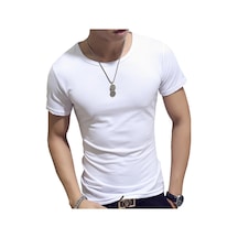 Snapbuymoda Erkek Yazlık Kısa Kollu V Yaka Polyester Tişörtmorerkek Mor