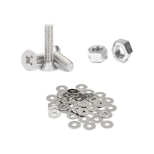 Yıldız Başlı Yhb Vida + Somun + Pul Takım Set Matkap Uçlu Havşa Başlı Metrik Vida Galvaniz Kaplama Montaj Vida Seti 20, M4x30 25 X 4 X 4 Milimetre