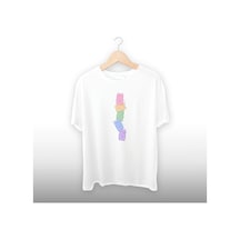 Jelibonlar Detaylı Unisex Tişört Beyaz