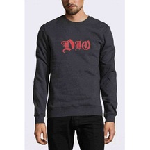 Dio Baskılı Füme Erkek Örme Sweatshirt