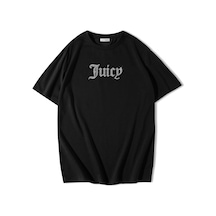 Brz Collection Unisex Oversize Taş Baskılı Juicy T-shirt Siyah